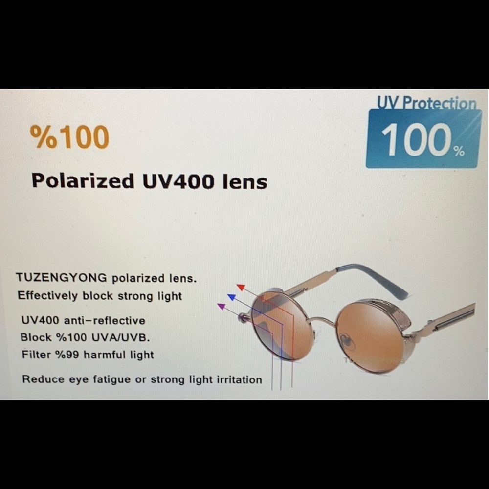 Gothic Steampunk Sunglasses Polarized UV400 + Case NWT - Picture 2 of 6